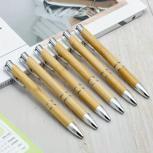 Personalized: Bamboo Wooden Retractable Ballpoint Pen (5 pack) Back Order