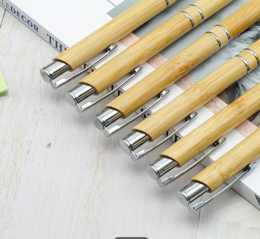 Personalized: Bamboo Wooden Retractable Ballpoint Pen (5 pack) Back Order